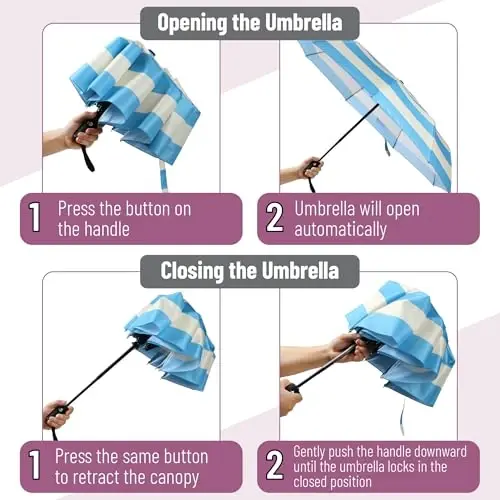 Mr. Pen- Windproof Travel Umbrella, Small Water-Resistant Automatic Folding Umbrella for Rain and Sun, Light, Compact and Portable for Women & Men, Fits Car & Backpack - 4