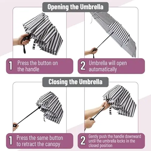 Mr. Pen- Windproof Travel Umbrella, Small Water-Resistant Automatic Folding Umbrella for Rain and Sun, Light, Compact and Portable for Women & Men, Fits Car & Backpack - 4