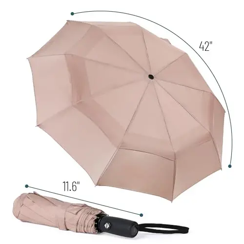 Mr. Pen Shamoldan himoya qiluvchi sayohat soyaboni - Nude bej, avtomatik, ixcham, yomg'ir va shamoldan himoya qiluvchi - 2