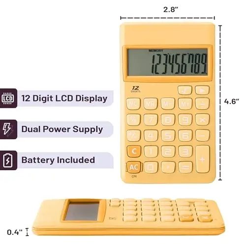Mr. Pen- Standard Function Calculator, 12 Digits, Small Calculator, Orange (Pack of 2) - MR. PEN (1)