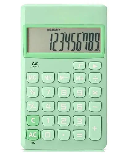 Mr. Pen- Standard Function Calculator, 12 Digits, Small Calculator, Pastel Green Solar Calculators - MR. PEN