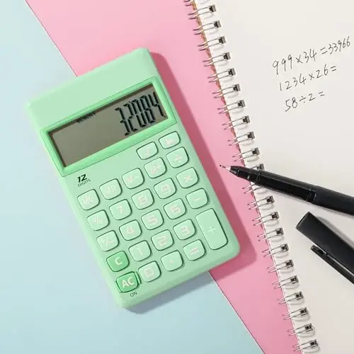 Mr. Pen- Standard Function Calculator, 12 Digits, Small Calculator, Pastel Green Solar Calculators - 5