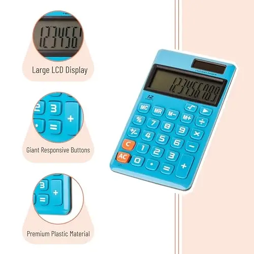 Mr. Pen- Standard Function Calculator, 12 Digits, Small Calculator, Solar Calculator, Pocket Calculator, Simple Calculator, Basic Office Calculators, Solar Handheld Calculator, Standard Calculator - 5