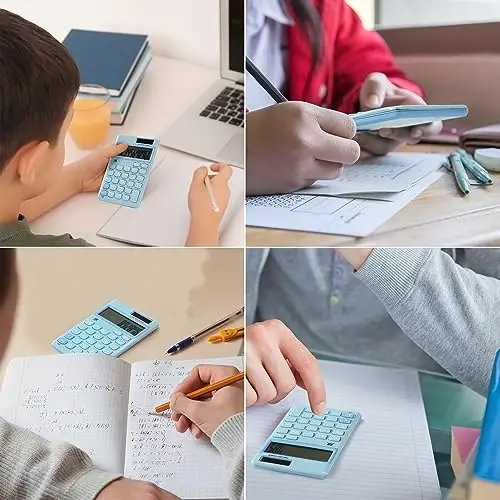 Mr. Pen- Standard Function Calculator, 12 Digits, Small Light Blue Solar Pocket Calculator, Simple Basic Office Handheld - 6