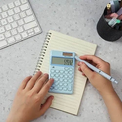 Mr. Pen- Standard Function Calculator, 12 Digits, Small Light Blue Solar Pocket Calculator, Simple Basic Office Handheld - 7