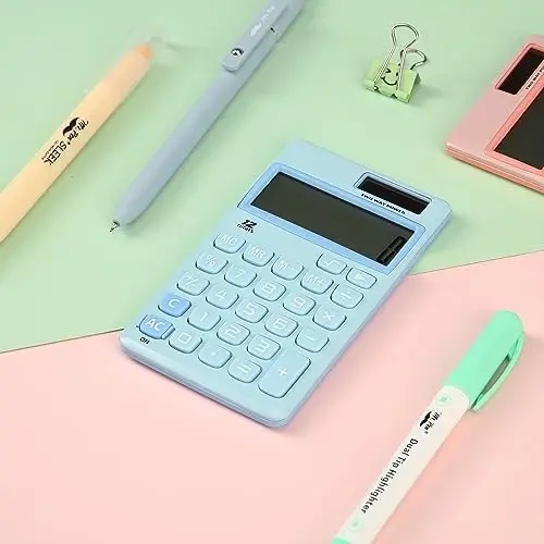 Mr. Pen- Standard Function Calculator, 12 Digits, Small Light Blue Solar Pocket Calculator, Simple Basic Office Handheld - 5