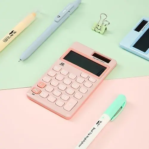 Mr. Pen - Standart Funktsiyali Quyosh Kalkulyatori, 12 Xonali, Ochiq Pushti, Cho'ntak O'lchami - 7