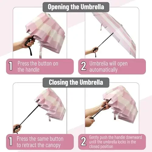Mr. Pen- Ветрозащитный дорожный зонт, розовые полосы, автоматические зонты от дождя - 4