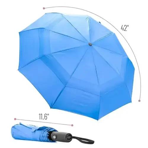 Mr. Pen- Windproof Travel Umbrella, Azure Blue, Automatic Umbrellas for Rain, Umbrellas for Rain Windproof, Portable Umbrella - MODAZONE