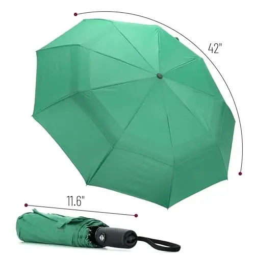 Mr. Pen- Windproof Travel Umbrella, Dark Green, Automatic Umbrellas for Rain, Compact Umbrella, Travel Umbrella Compact, Umbrella Windproof Umbrella, Umbrellas for Rain Windproof, Portable Umbrella - 2