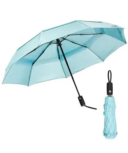 Mr. Pen Windproof Travel Umbrella - Light Blue, Automatic, Compact, Rain & Windproof - MR.