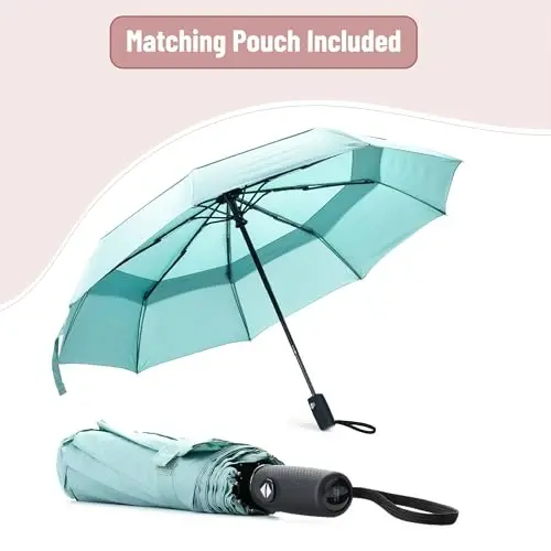 Mr. Pen Windproof Travel Umbrella - Light Blue, Automatic, Compact, Rain & Windproof - 6