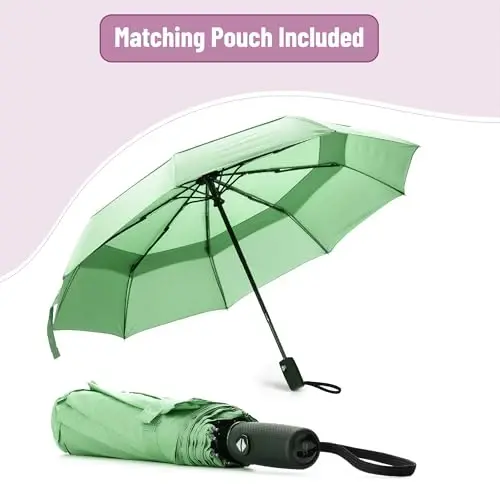 Mr. Pen Windproof Travel Umbrella - Light Green, Automatic, Compact, Rain & Windproof - 6