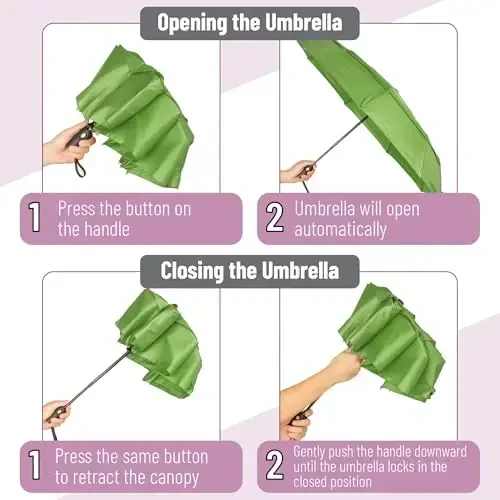 Mr. Pen- Windproof Travel Umbrella, Lush Leaf, Automatic Umbrellas for Rain Windproof - 3