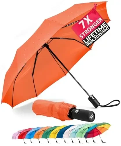 Mr. Pen- Windproof Travel Umbrella, Orange Red, Automatic Umbrellas for Rain, Compact Umbrella, Umbrellas for Rain Windproof - 7