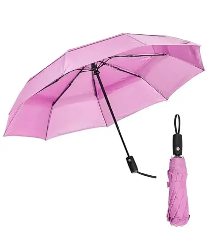 Mr. Pen Windproof Travel Umbrella - Pastel Magenta, Automatic, Compact, Rain & Windproof - MR.