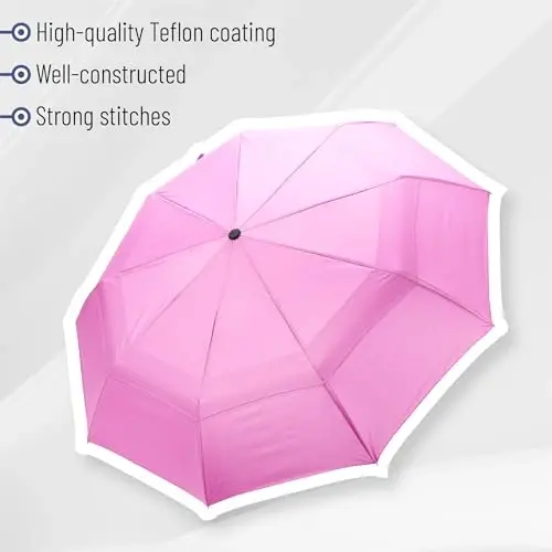 Mr. Pen Windproof Travel Umbrella - Pastel Magenta, Automatic, Compact, Rain & Windproof - 5