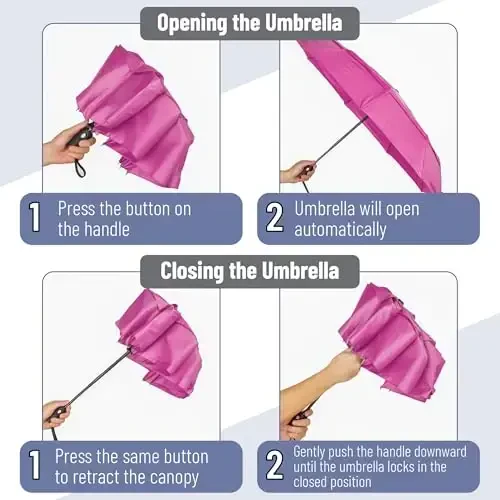 Mr. Pen- Windproof Travel Umbrella, Pink Blossom, Automatic Umbrellas for Rain, Compact Umbrella, Umbrellas for Rain Windproof - 4