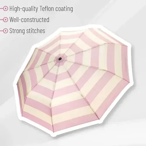 Mr. Pen- Windproof Travel Umbrella, Pink Stripes, Automatic Umbrellas for Rain - 5