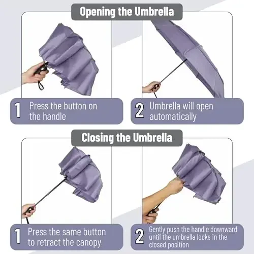 Mr. Pen- Windproof Travel Umbrella, Purple, Automatic Umbrellas for Rain Windproof - 4