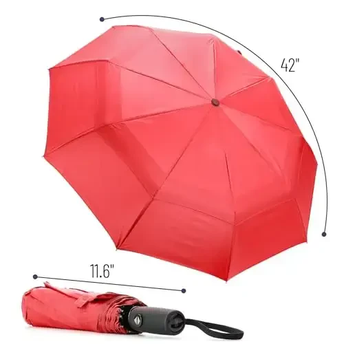 Mr. Pen- Windproof Travel Umbrella, Radiant Rouge, Automatic Umbrellas for Rain, Compact Umbrella, Travel Umbrella Compact, Umbrella Windproof Umbrella, Umbrellas for Rain Windproof, Portable Umbrella - 1