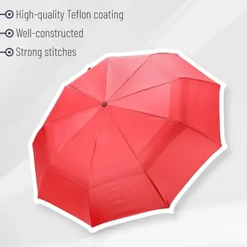 Mr. Pen- Windproof Travel Umbrella, Radiant Rouge, Automatic Umbrellas for Rain, Compact Umbrella, Travel Umbrella Compact, Umbrella Windproof Umbrella, Umbrellas for Rain Windproof, Portable Umbrella - 4