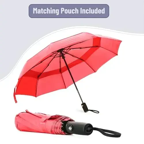 Mr. Pen- Windproof Travel Umbrella, Radiant Rouge, Automatic Umbrellas for Rain, Compact Umbrella, Travel Umbrella Compact, Umbrella Windproof Umbrella, Umbrellas for Rain Windproof, Portable Umbrella - 5