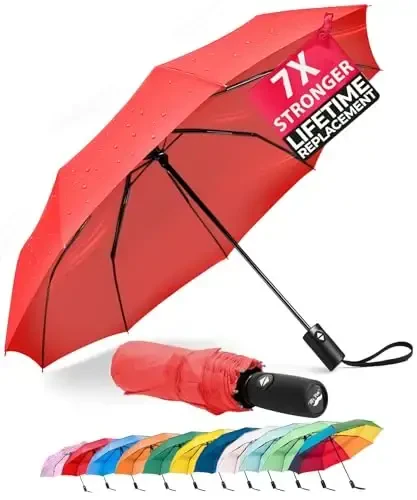 Mr. Pen- Windproof Travel Umbrella, Radiant Rouge, Automatic Umbrellas for Rain, Compact Umbrella, Travel Umbrella Compact, Umbrella Windproof Umbrella, Umbrellas for Rain Windproof, Portable Umbrella - 7
