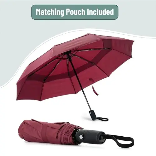 Mr. Pen Windproof Travel Umbrella, Red, Automatic, Compact, Rain & Windproof - 6