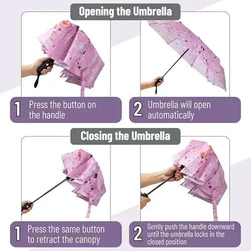 Mr. Pen- Windproof Travel Umbrella, Splatter Paint Automatic Umbrellas for Rain Windproof - 4