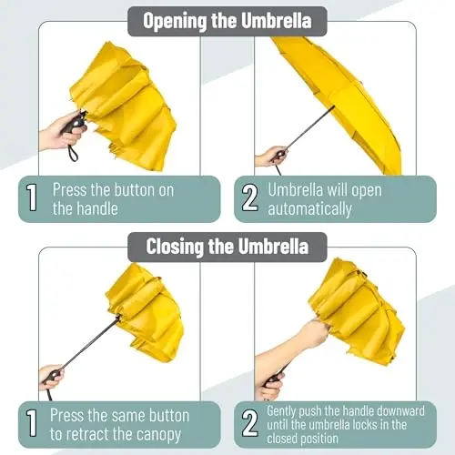 Mr. Pen Windproof Travel Umbrella - Yellow, Automatic, Compact, Rain Umbrella - 4