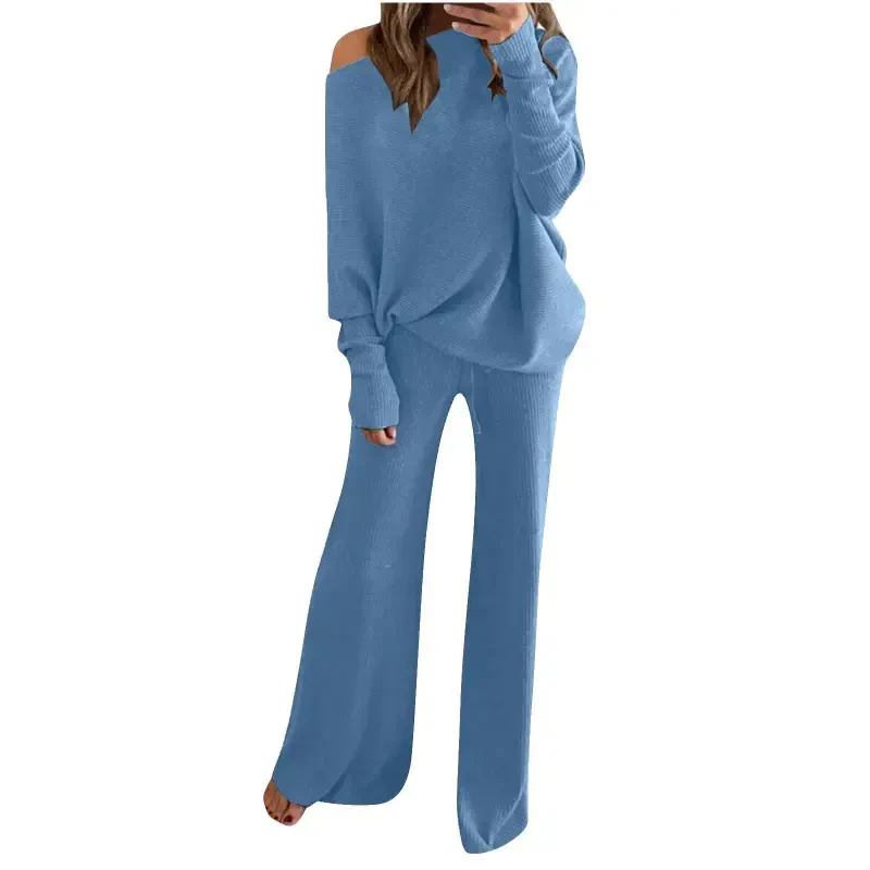 Mrat Wear for Women 2 Piece Set Solid Tracksuit Matching Jogger Pants Set Fall Outfits Two Piece Sweatsuit Sets Hooded Sweatshirts Suit Track Suit for Ladies Fall Fashion 2023 Blue S- - 1