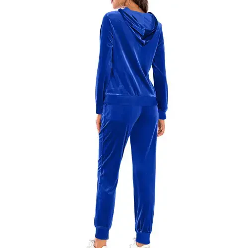 Mrat Womens Velour Tracksuit Ayollar uchun uzun qisma kapüşonlu fermuarlı jogger baxmal sport kostyumi S-63 Moviy L - FASESH (1)