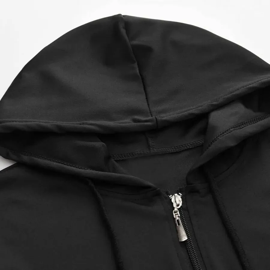 Mrat Women's zip Two Piece Outfits Casual Sweatsuits Solid Tracksuit Jogging Sweat Suits Jogger zip Hoodie Pants Set S-96 Black m - 6