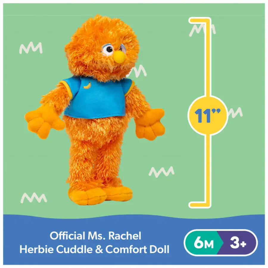 Ms. Rachel Official Herbie 11 dyuymli quchoqlash va tasalli beruvchi o'yinchoq 6 oylikdan 3 yoshgacha bo'lgan bolalar uchun - 2