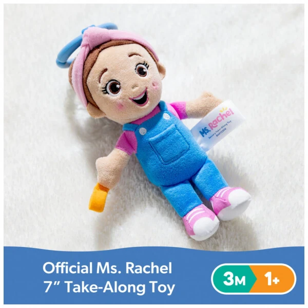 Ms. Rachel Official Sensory Take-Along Plush Toy with Baby Rattle & Clip - MS. RACHEL (1)