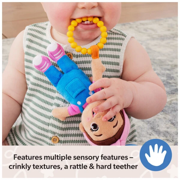 Ms. Rachel Official Sensory Take-Along Plush Toy with Baby Rattle & Clip - 3