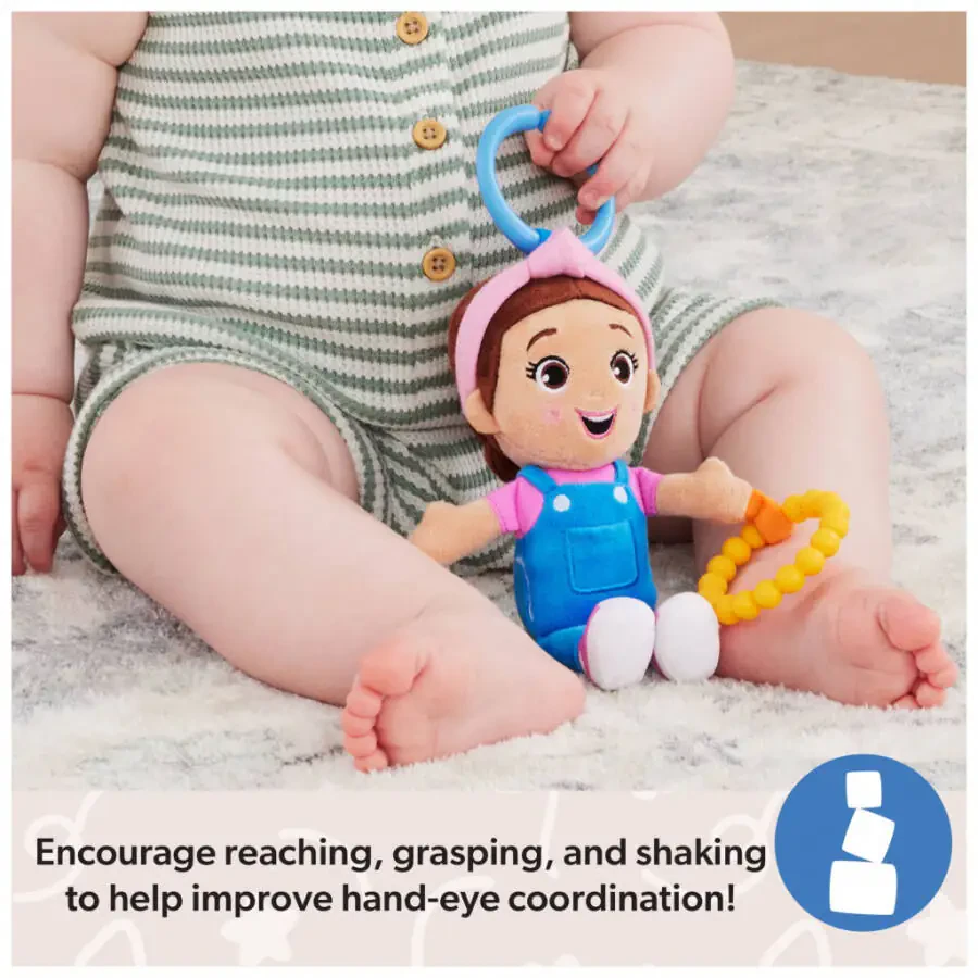 Ms. Rachel Official Sensory Take-Along Plush Toy with Baby Rattle & Clip - 5