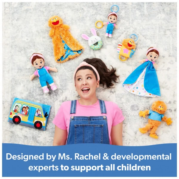 Ms. Rachel Official Sensory Take-Along Plush Toy with Baby Rattle & Clip - 7