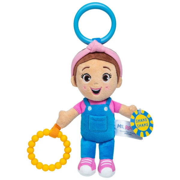 Ms. Rachel Official Sensory Take-Along Plush Toy with Baby Rattle & Clip - 8