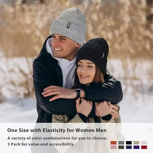 MSDC Beanies Ayollar 3 Pack, Ayollar uchun Qishki Shlyapalar Erkaklar Fleece Soğuk Havalar uchun Issiq Qoplangan, Ayollar uchun Beanie Moda Bosh Suyagi Qalpog'i - 6