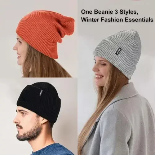 MSDC Beanies Ayollar 3 to'plami, Ayollar uchun qishki shlyapalar Erkaklar uchun Polar Astarlı Sovuq ob-havo uchun iliq, Ayollar uchun shapka Moda bosh suyagi qalpog'i - 5