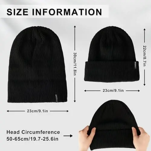 MSDC Beanies Women 3 Pack, Winter Hats for Women Men Fleece Lined Warm for Cold Weather, Beanie for Women Fashion Skull Cap - MSDC (1)