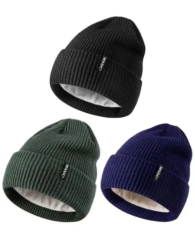 MSDC Beanies Women 3 Pack, Winter Hats for Women Men Fleece Lined Warm for Cold Weather, Beanie for Women Fashion Skull Cap - 1