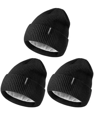 MSDC Beanies Women 3 Pack, Winter Hats for Women Men Fleece Lined Warm for Cold Weather, Beanie for Women Fashion Skull Cap - 1