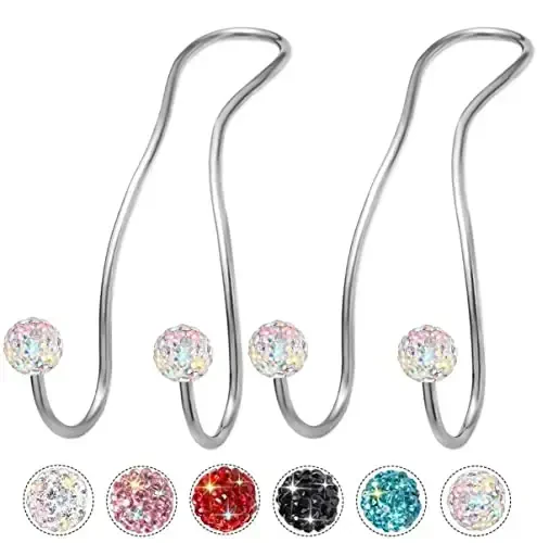 MTGOCHA Bling Purse Hook for Car Headrest, Upgraded Cute Car Seat Hooks for Bag Handbag, Durable Stainless Auto Purse Hanger Holder 2 Pack, Colorful 