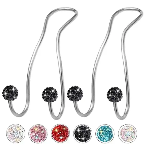 MTGOCHA Bling Purse Hook for Car Headrest, Upgraded Cute Car Seat Hooks for Bag Handbag, Durable Stainless Auto Purse Hanger Holder 2 Pack, Light Blue - 1
