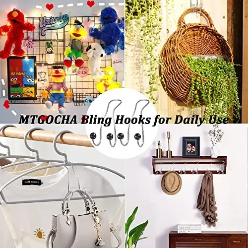 MTGOCHA Bling Purse Hook for Car Headrest, Upgraded Cute Car Seat Hooks for Bag Handbag, Durable Stainless Auto Purse Hanger Holder 2 Pack, Black - 6