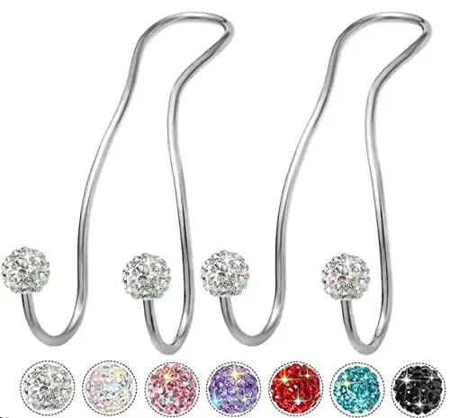 MTGOCHA Bling Purse Hook for Car Headrest, Upgraded Cute Car Seat Hooks for Bag Handbag, Durable Stainless Auto Purse Hanger Holder 2 Pack, White - MTGOCHA