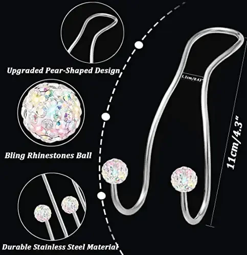 MTGOCHA Bling Purse Hook for Car Headrest, Upgraded Car Seat Hooks for Bag Handbag Holder Cute Purse Hanger for Car Bling Accessories for Women 2 Pack, Colorful - 5